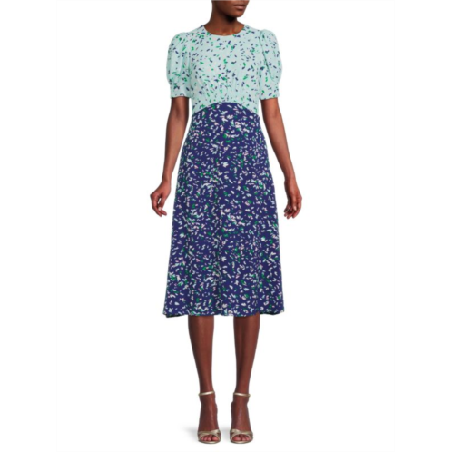 Vince Camuto Abstract-Print Crepe Dress