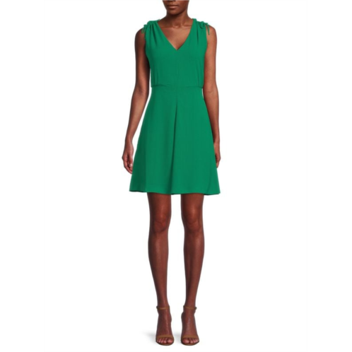 Vince Camuto Chiffon Deep-V Ruched Mini Dress