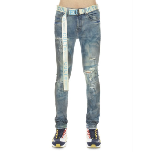 Cult Of Individuality Punk Belted Super Skinny Jeans