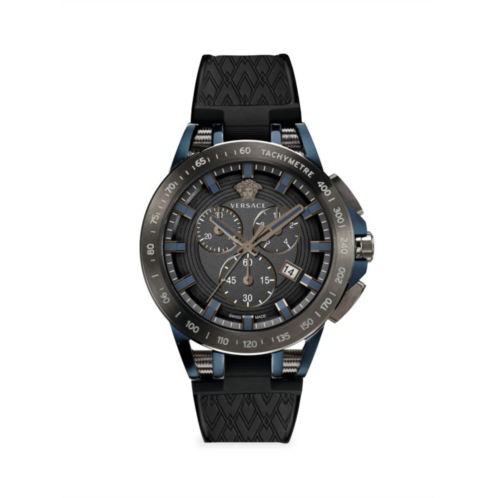 Versace Sport Tech Gunmetal-Tone & Silicone Strap Watch