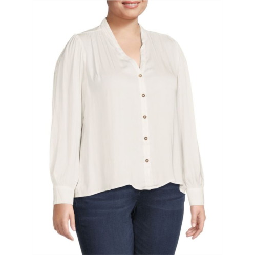 Socialite Plus Solid Puff Sleeve Blouse