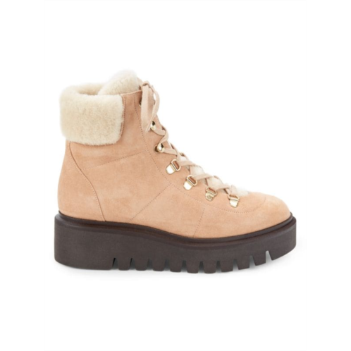 Stuart Weitzman Chalet Suede & Faux Fur Trim Combat Boots