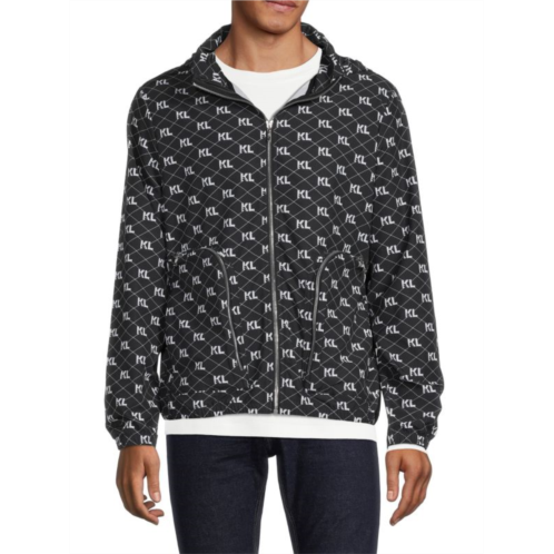 Karl Lagerfeld Paris Monogram Packable Hooded Jacket