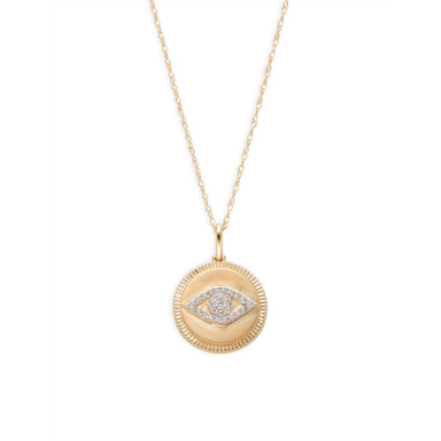 Saks Fifth Avenue 14K Yellow Gold & 0.14 TCW Diamond Evil Eye Pendant Necklace