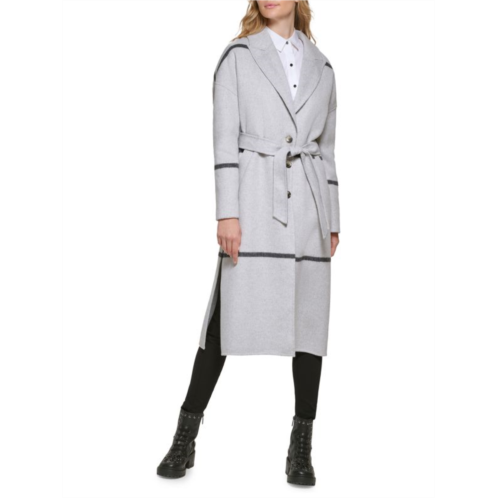 Karl Lagerfeld Paris Belted Wool Blend Coat