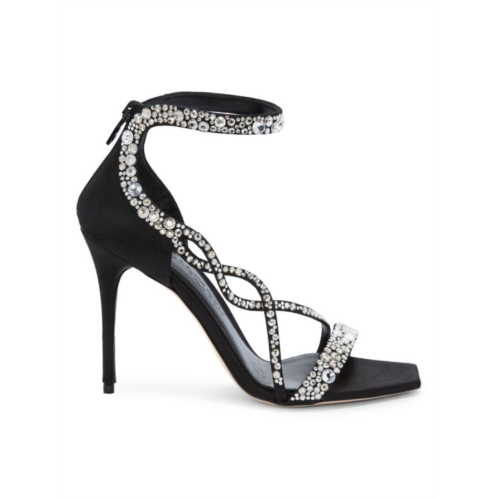 Alexander McQueen Crystal-Embellished Satin High-Heel Sandals
