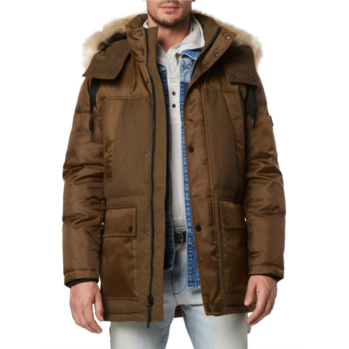 Andrew Marc Tripp Down Faux Fur Hood Parka