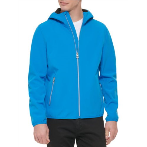 Guess Solid Hooded Zip Up Jacket