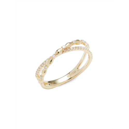 Effy 14K Yellow Gold & 0.17 TCW Diamond Crossover Ring