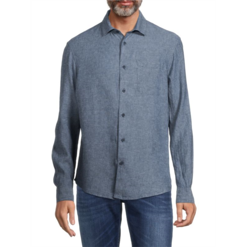 Saks Fifth Avenue Linen Blend Long Sleeve Button Down Shirt