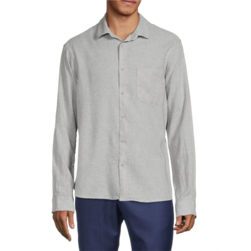 Saks Fifth Avenue Linen Blend Long Sleeve Button Down Shirt