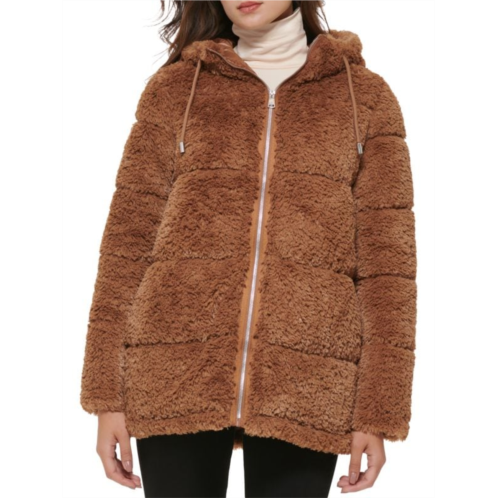 Kenneth Cole ?Quilted Zip Faux Fur Jacket