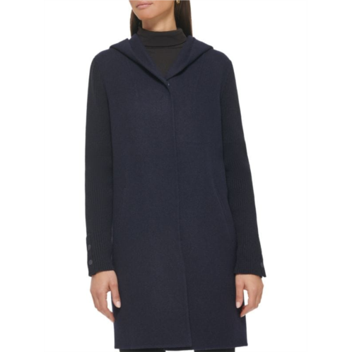 Kenneth Cole Ribbed Sleeve Hooded Coat