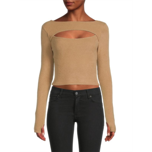 Renee C. Rib Knit Cutout Crop Top