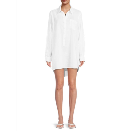 True Destinations Point Collar Mini Shirt Dress