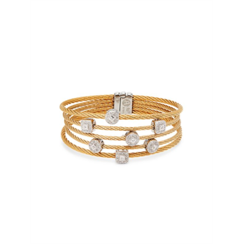 Alor 18K White Gold, Yellow-Tone Stainless Steel & Diamond Bracelet