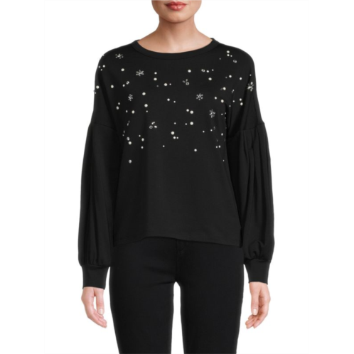 Karl Lagerfeld Paris Embellished Drop Shoulder Top