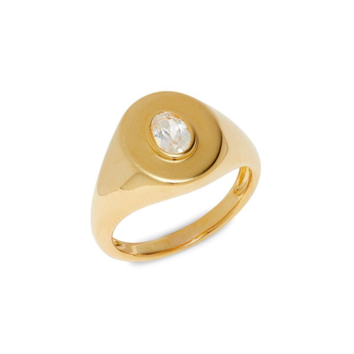 Saks Fifth Avenue 14K Goldplated Sterling Silver & Created White Sapphire Signet Ring