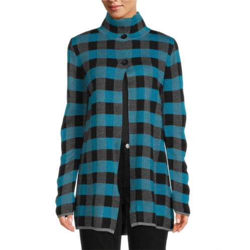 Patrizia Luca Mockneck Check Cardigan