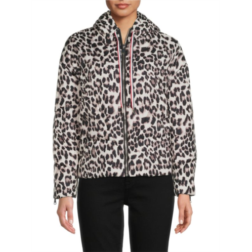 Patrizia Luca Animal Print Hooded Puffer Jacket