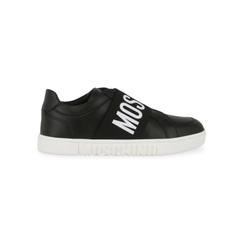 Moschino Logo Band Slip On Leather Sneakers