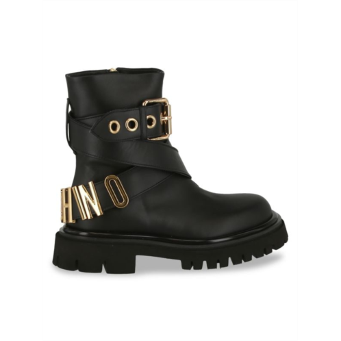 Moschino Belted Leather Combat Boots