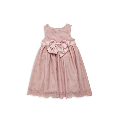 Purple Rose Little Girls Bow & Lace Dress