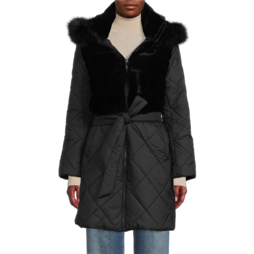 Blue Duck Faux Fur Quilted Belted Jacket