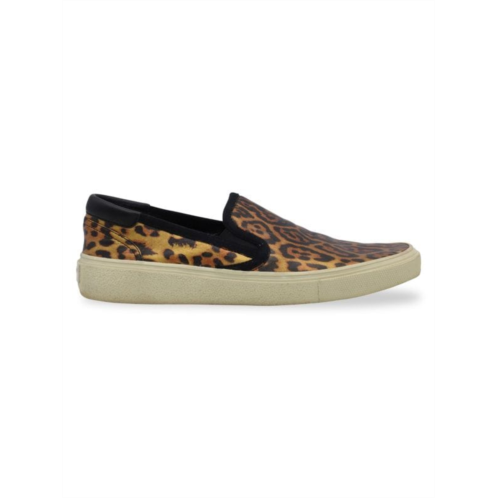 Saint Laurent Venice Leopard-Print Slip On Sneakers In Multicolor Canvas Athletic Shoes Sneakers