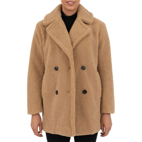 Kensie Faux Fur Double Breasted Teddy Coat