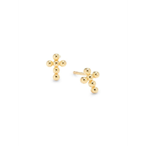 Saks Fifth Avenue 14K Yellow Gold Beaded Cross Stud Earrings