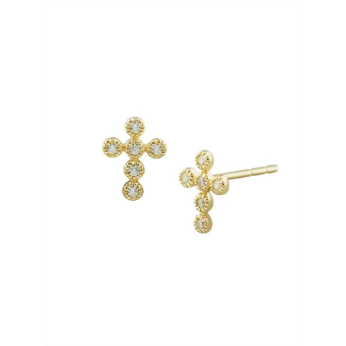 Saks Fifth Avenue 14K Yellow Gold & 0.05 TCW Diamond Cross Earrings