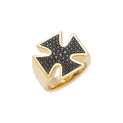 Effy 14K Goldplated Sterling Silver & Black Spinel Signet Ring