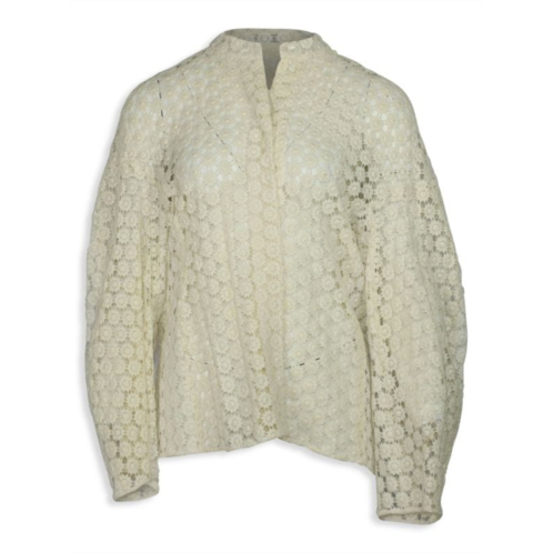 Joseph Long Sleeve Lace Shirt In Cream Cotton
