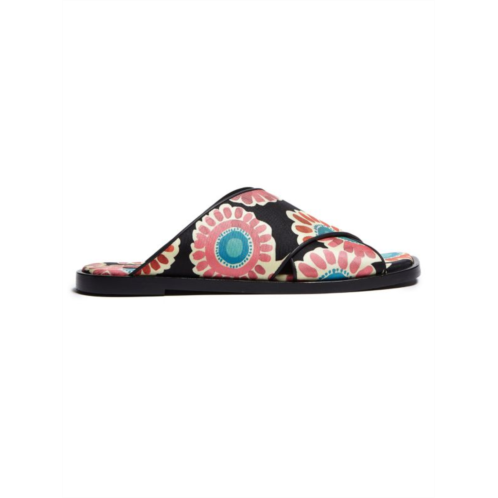 La DoubleJ Floral Criss Cross Slides