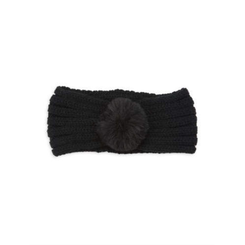 Surell Girls Rib Knit Faux Fur Pom Pom Headband