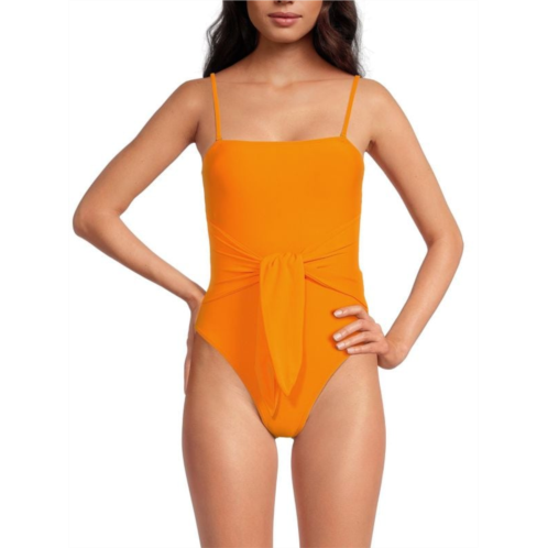 WeWoreWhat Tie Front Bandeau One-Piece Swimsuit