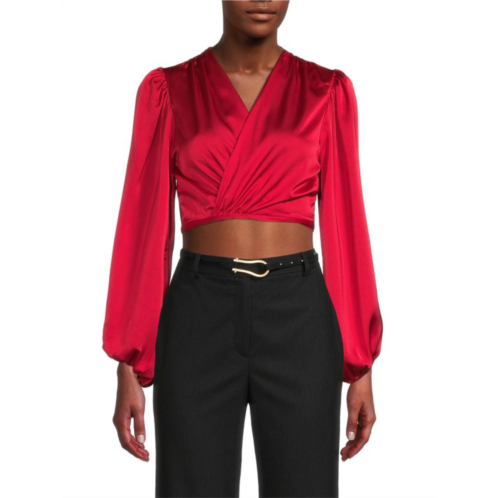 Renee C. Satin Wrap Crop Top