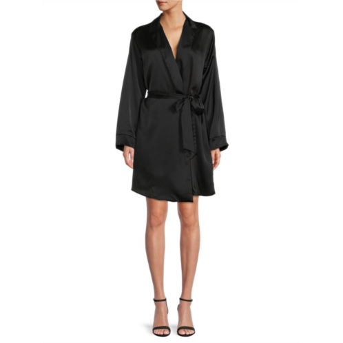 Renee C. Belted Satin Trench Coat