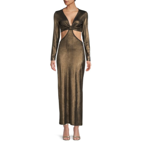 Renee C. Metallic Cutout Maxi Dress