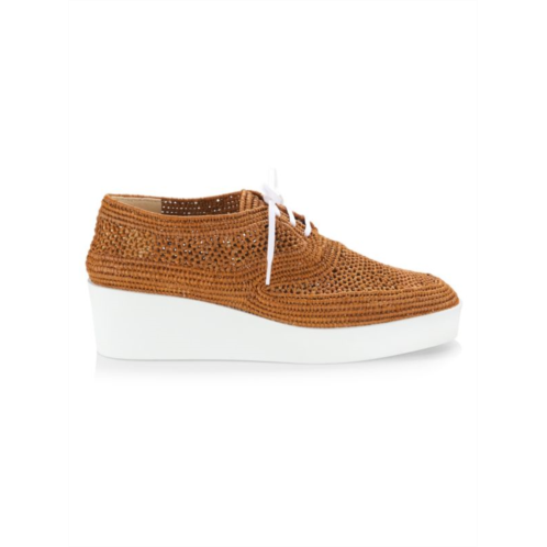 Clergerie Lisa Raffia Wedge Oxfords