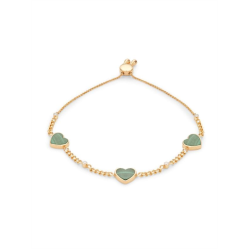 Effy 14K Yellow Gold, Malachite & Diamond Heart Charm Bracelet