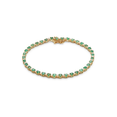 Effy ENY 14K Goldplated Sterling Silver, Emerald & Diamond Tennis Bracelet
