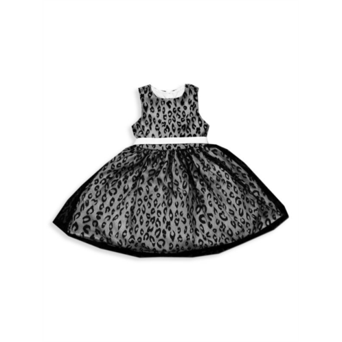 Joe-Ella Little Girls & Girls Leopard Pattern Mesh Dress