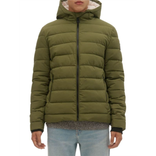 NOIZE Ryder Faux Shearling Hooded Puffer Jacket