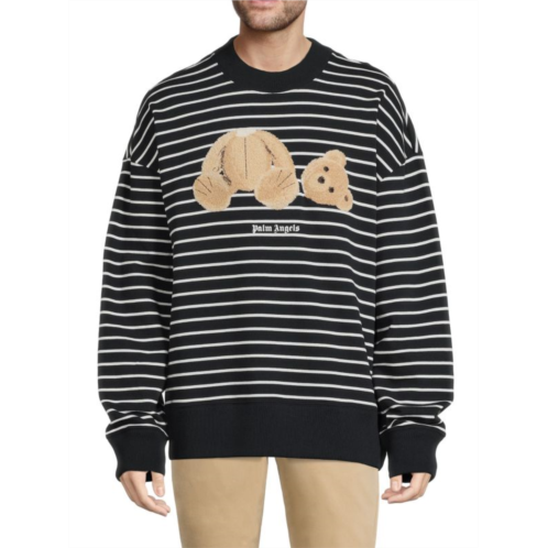 Palm Angels Faux Fur Bear Striped Sweater