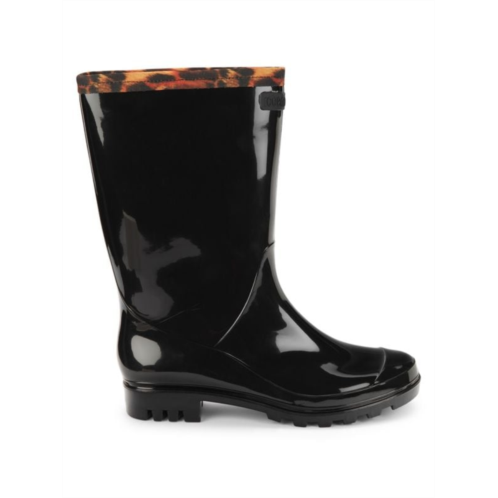 Roberto Cavalli Faux Leather Mid Calf Rain Boots