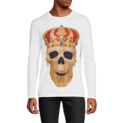 Heads or Tails Royal Skull Rhinestone Long Sleeve T Shirt