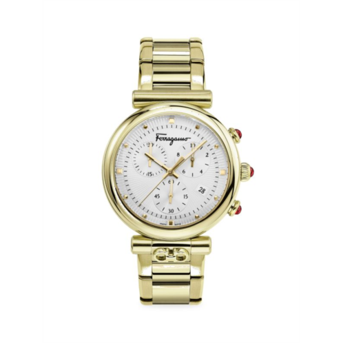 FERRAGAMO 40MM Goldtone Stainless Steel Chronograph Watch
