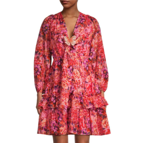 Ungaro Tara Floral Silk-Blend Mini Dress